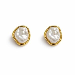 Gold and White Pearl Earrings